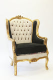 Gold and Black Arm Chairs - Vintage Affairs - Vintage By Design LLC