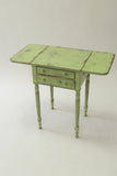 Green Shabby Chic Drop Leaf Side Table (#1163A) - Vintage Affairs - Vintage By Design LLC