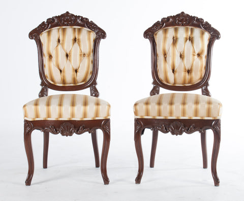 Pair of Rococo Revival Walnut Side Chairs - Vintage Affairs - Vintage By Design LLC